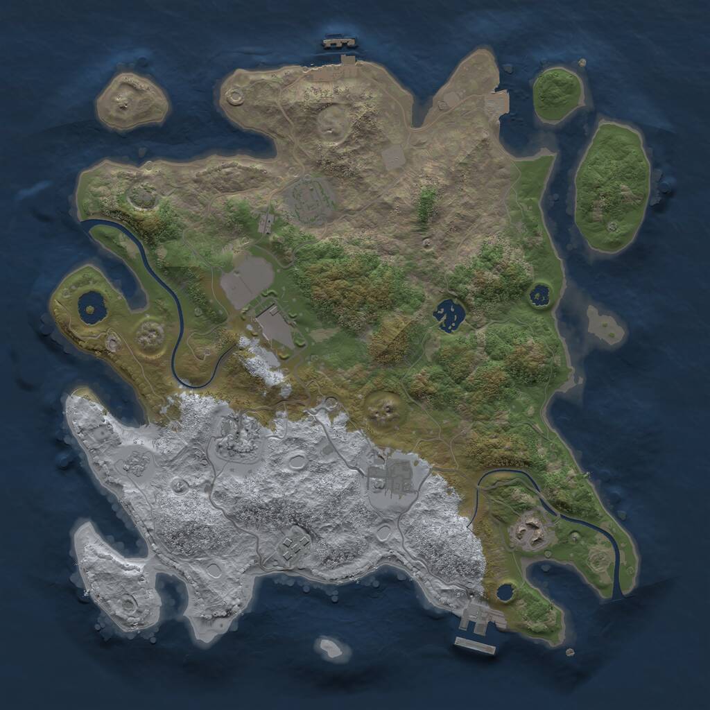 Rust Map: Procedural Map, Size: 3500, Seed: 972930750, 13 Monuments