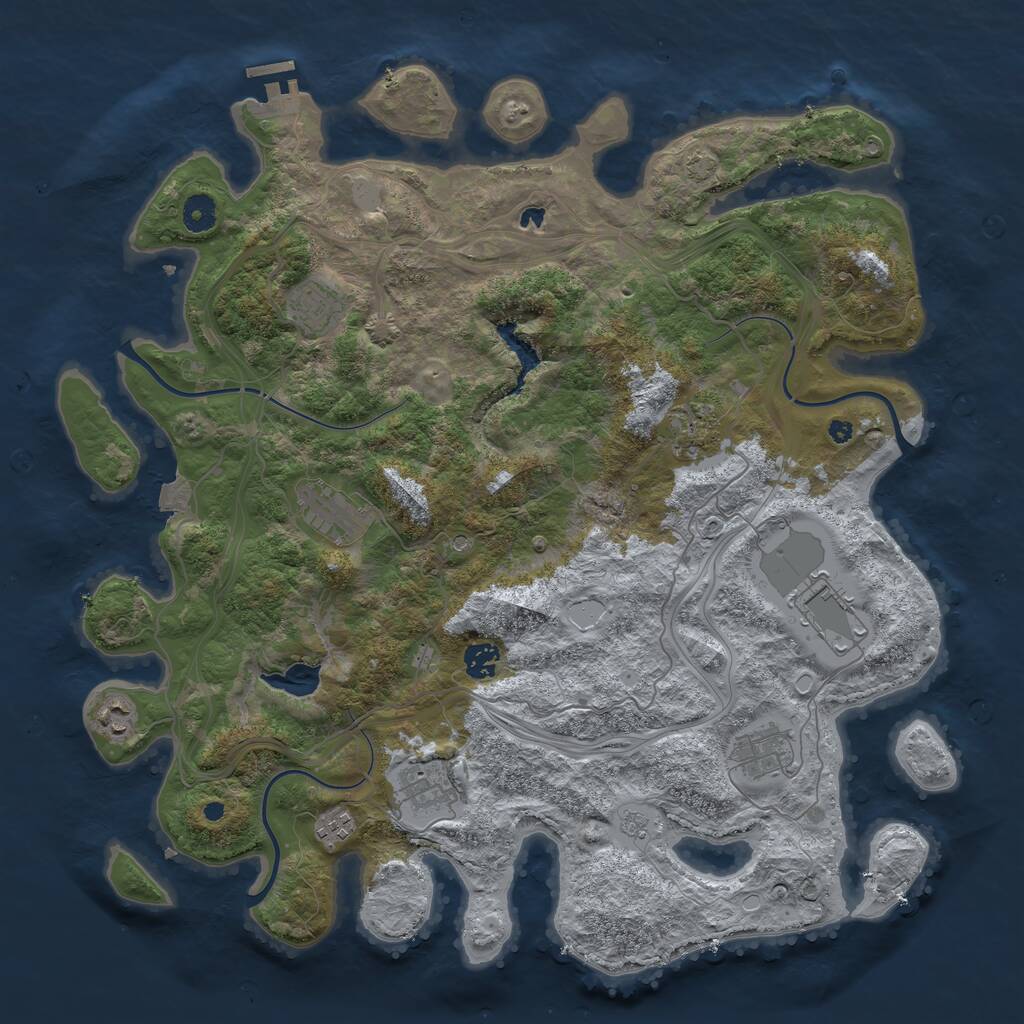 Rust Map: Procedural Map, Size: 4250, Seed: 385377135, 14 Monuments