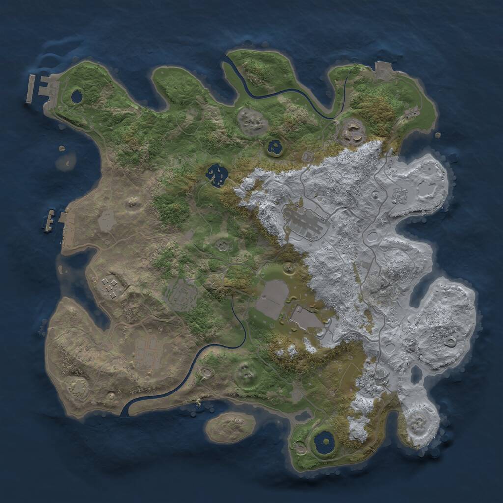 Rust Map: Procedural Map, Size: 3500, Seed: 1061039632, 14 Monuments