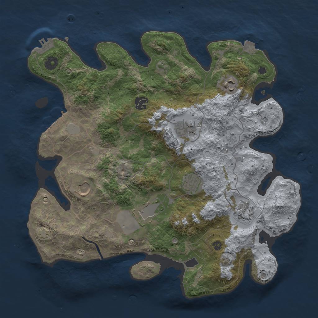 Rust Map: Procedural Map, Size: 3500, Seed: 1061039632, 15 Monuments