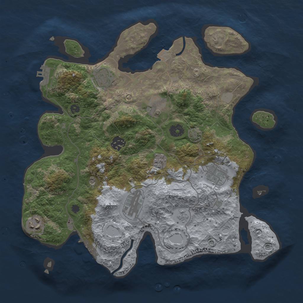 Rust Map: Procedural Map, Size: 3300, Seed: 1820718900, 15 Monuments