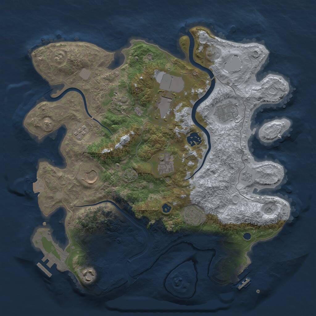 Rust Map: Procedural Map, Size: 3500, Seed: 1295486166, 15 Monuments