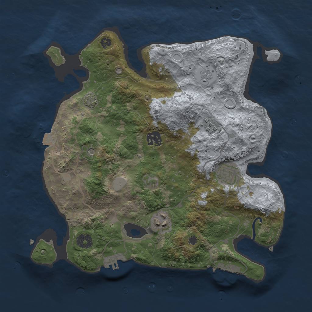 Rust Map: Procedural Map, Size: 3000, Seed: 19114, 12 Monuments