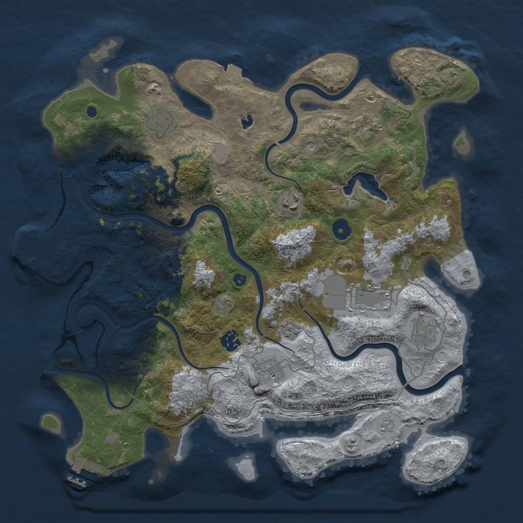 Rust Map: Procedural Map, Size: 4000, Seed: 74051318, 14 Monuments