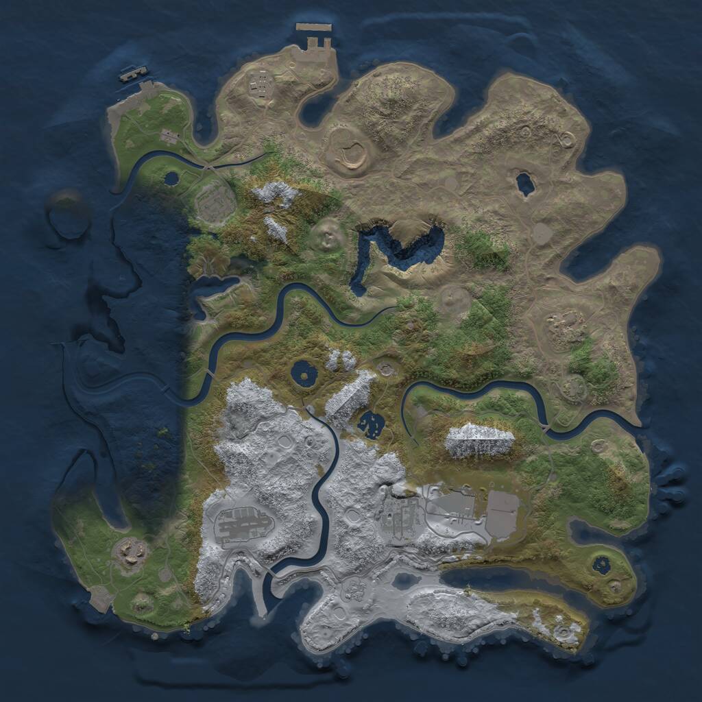 Rust Map: Procedural Map, Size: 4000, Seed: 91213, 15 Monuments