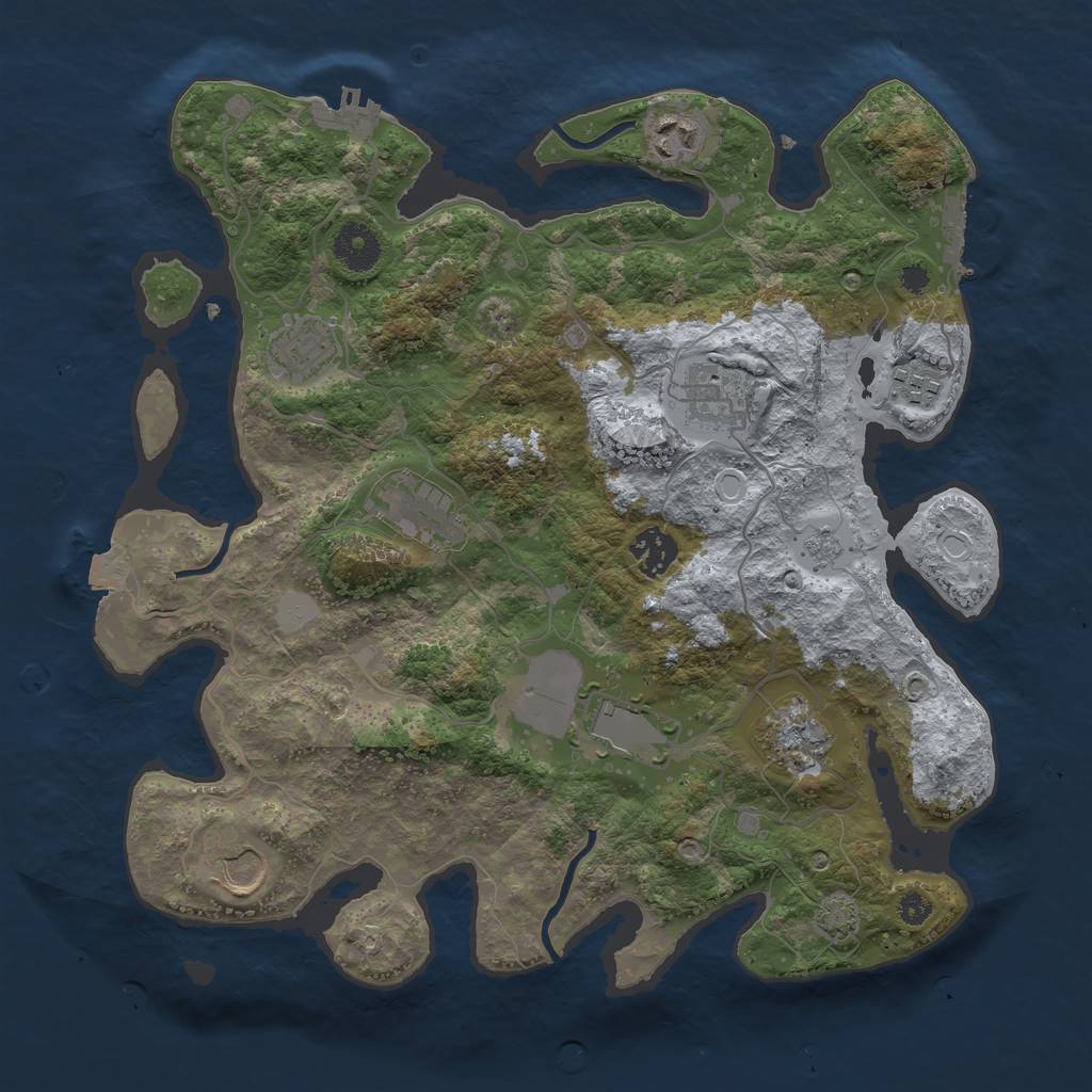 Rust Map: Procedural Map, Size: 3500, Seed: 2072833070, 16 Monuments