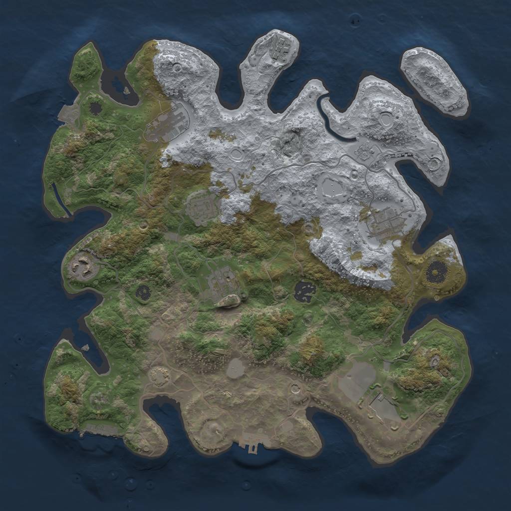 Rust Map: Procedural Map, Size: 3500, Seed: 865762304, 16 Monuments