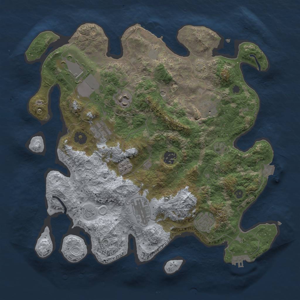 Rust Map: Procedural Map, Size: 3500, Seed: 43074416, 16 Monuments
