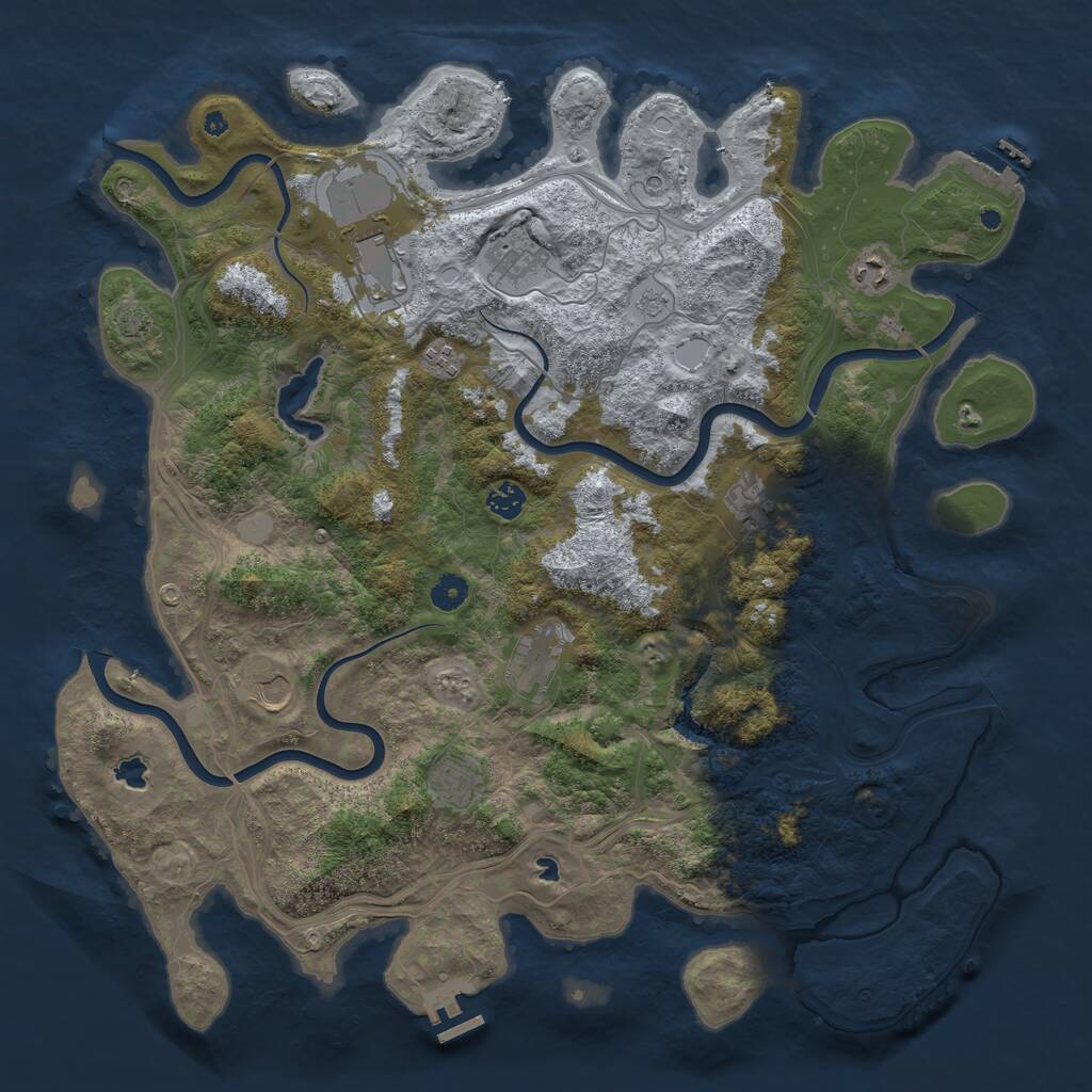 Rust Map: Procedural Map, Size: 4500, Seed: 1833143268, 15 Monuments