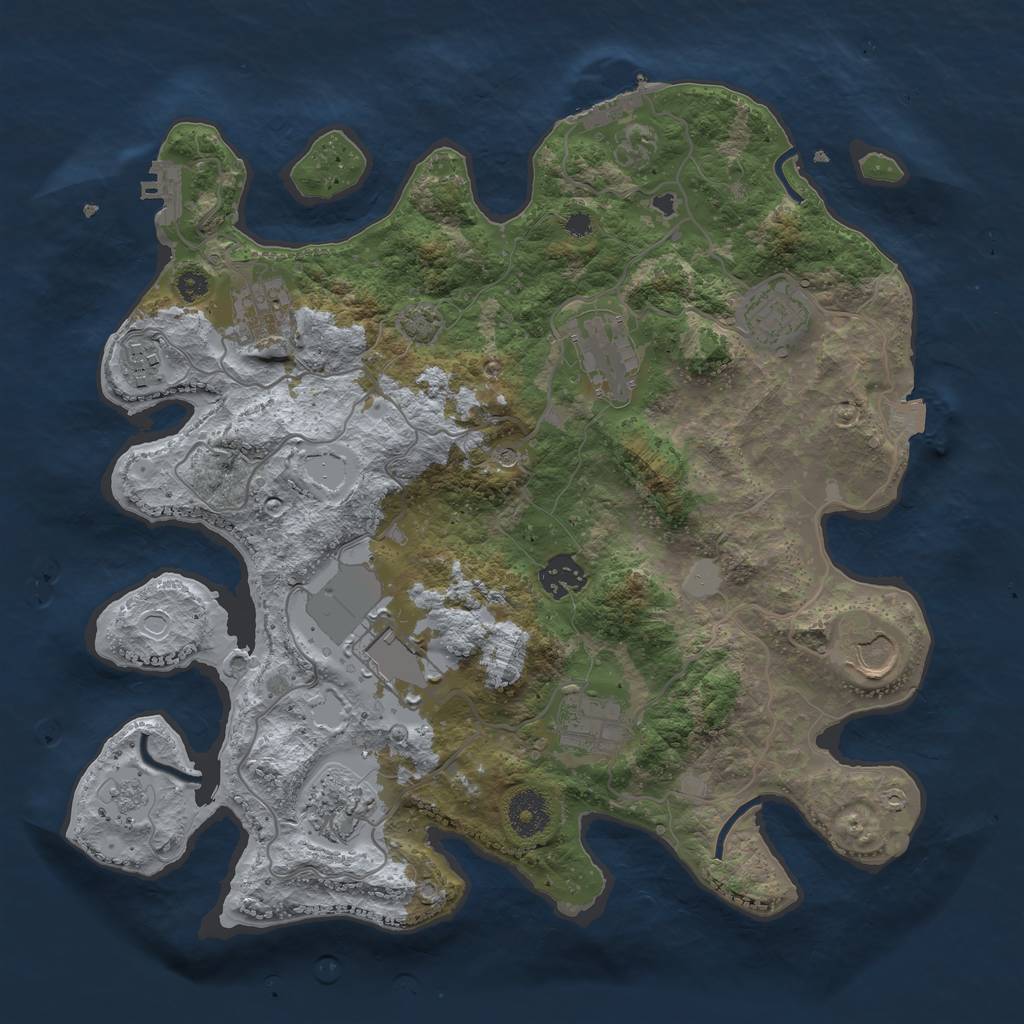 Rust Map: Procedural Map, Size: 3500, Seed: 528247697, 17 Monuments