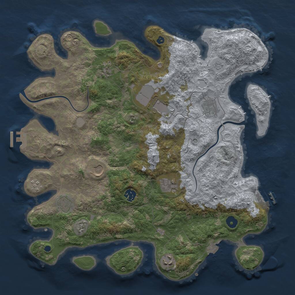Rust Map: Procedural Map, Size: 3850, Seed: 412875, 15 Monuments