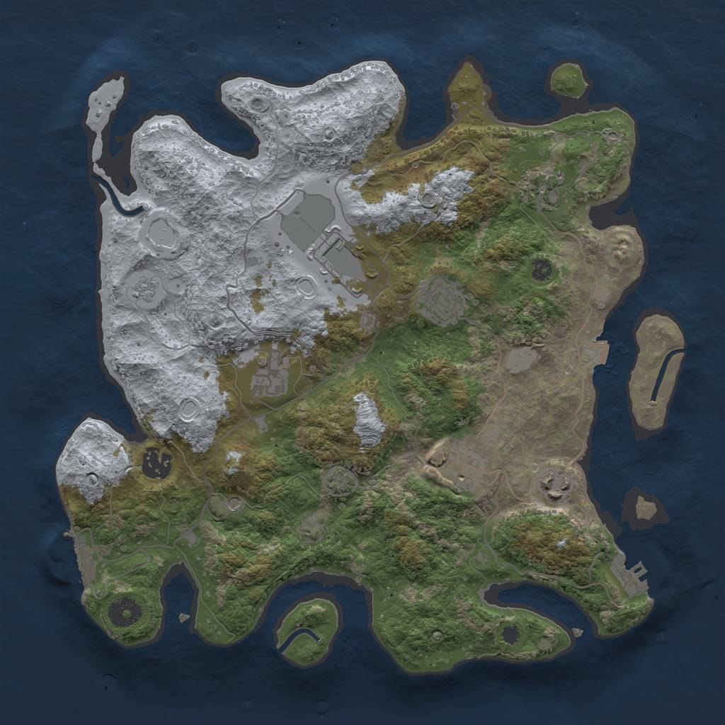 Rust Map: Procedural Map, Size: 3500, Seed: 471777622, 15 Monuments