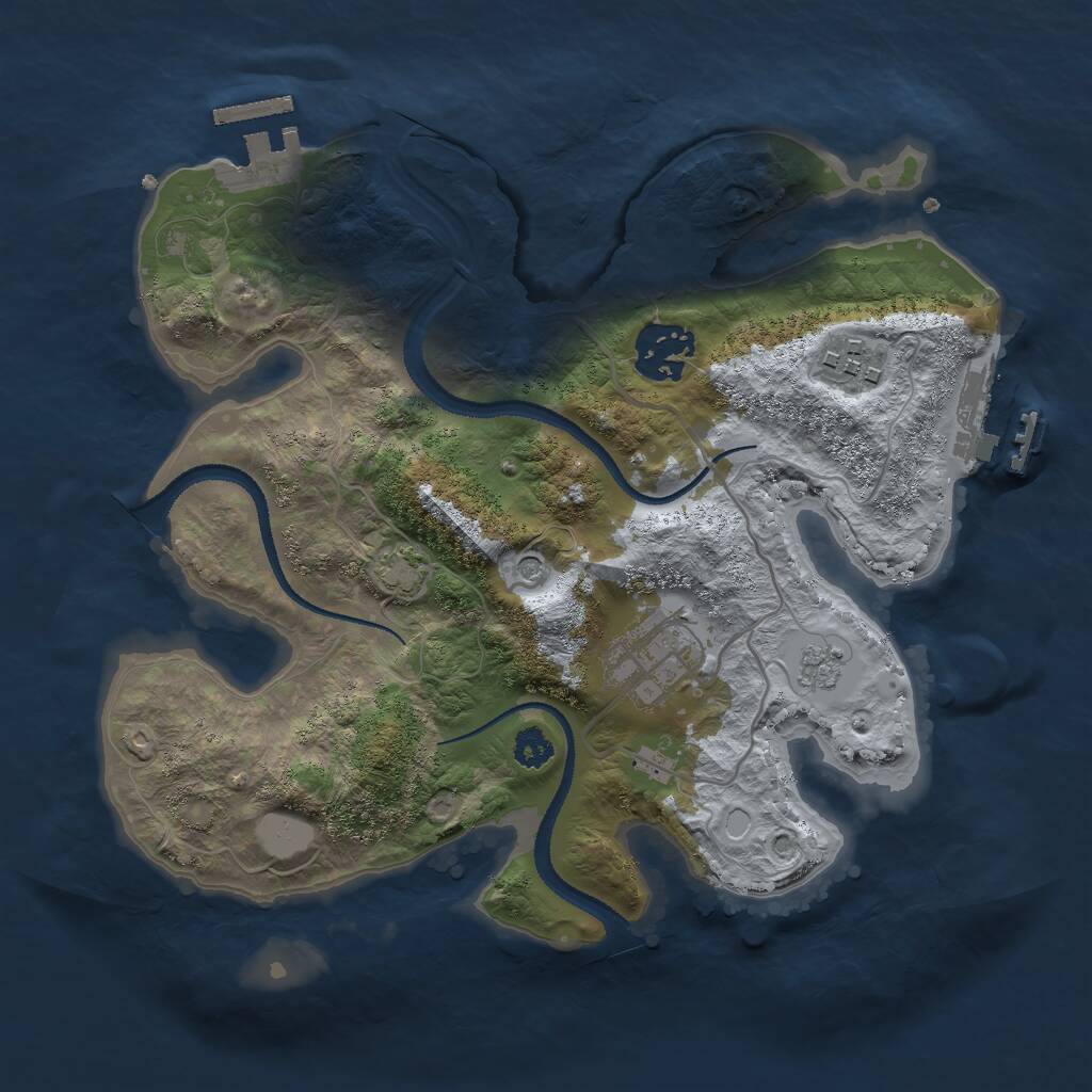 Rust Map: Procedural Map, Size: 2750, Seed: 648249, 9 Monuments