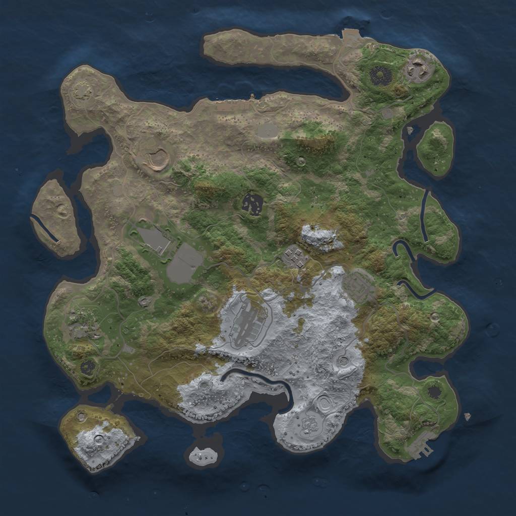 Rust Map: Procedural Map, Size: 3500, Seed: 1794302129, 16 Monuments