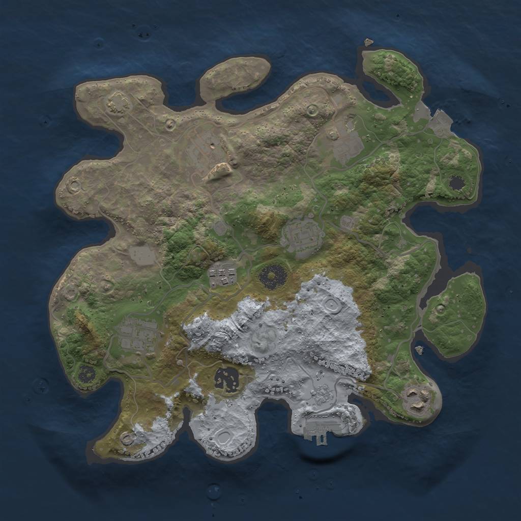 Rust Map: Procedural Map, Size: 3000, Seed: 915047835, 13 Monuments
