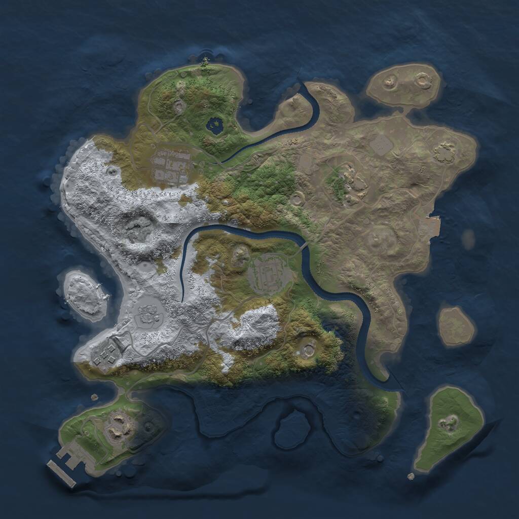 Rust Map: Procedural Map, Size: 3000, Seed: 758457977, 10 Monuments