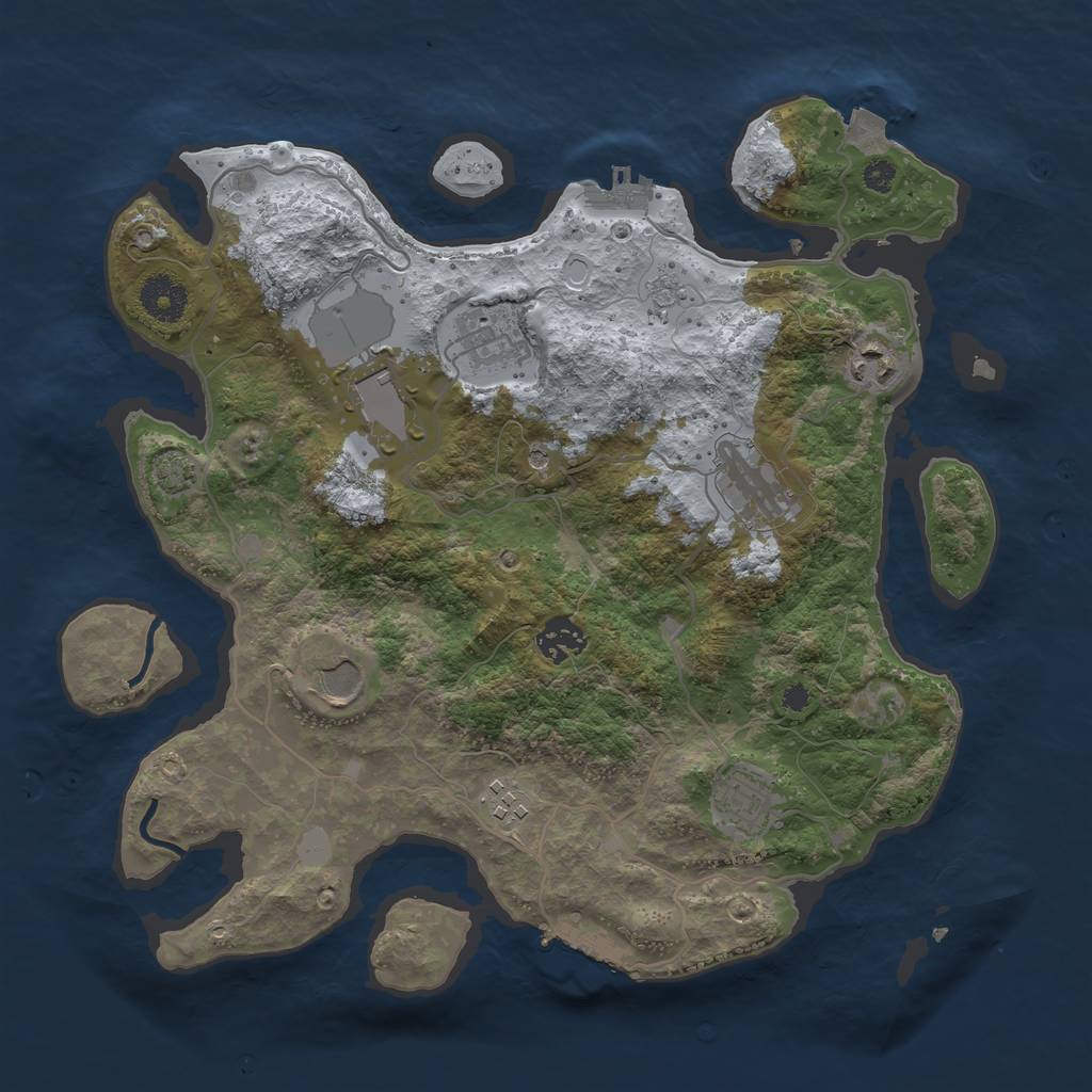 Rust Map: Procedural Map, Size: 3500, Seed: 1649745507, 16 Monuments