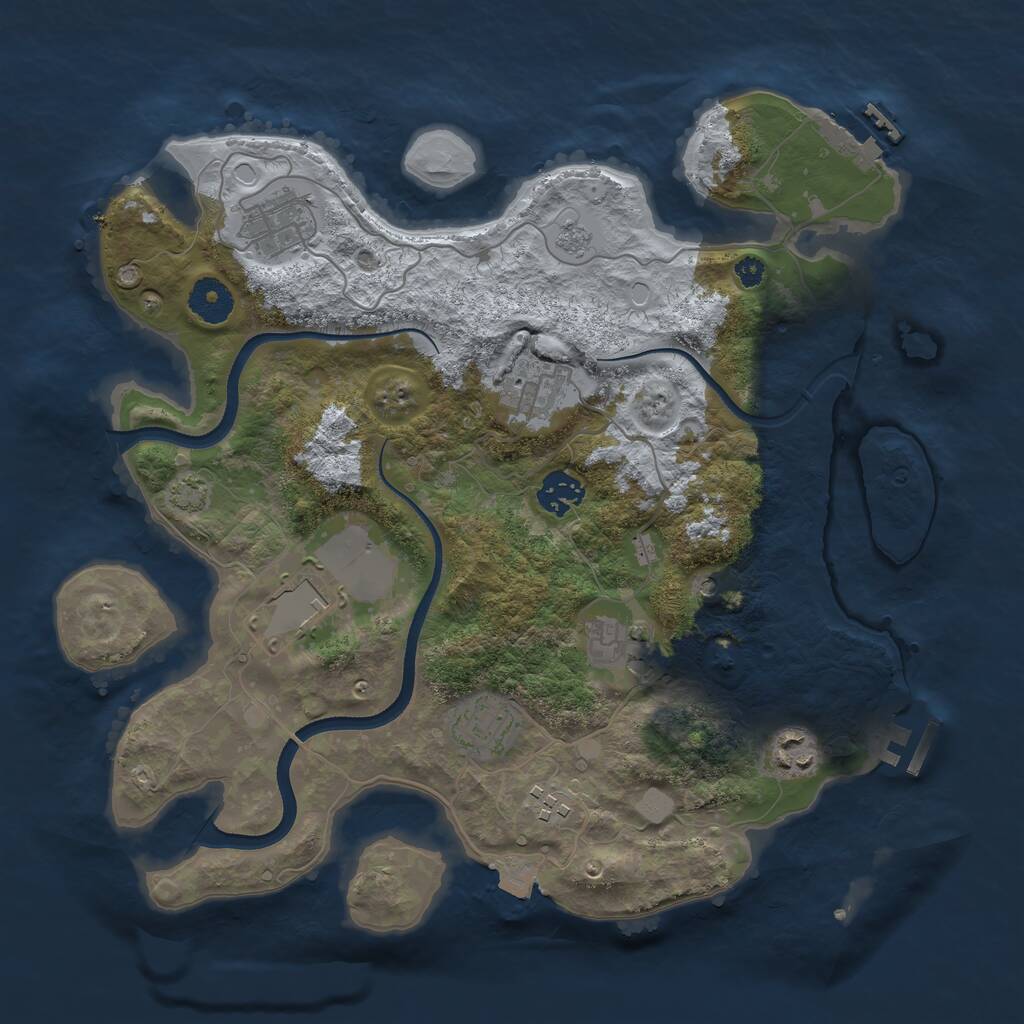 Rust Map: Procedural Map, Size: 3500, Seed: 1649745507, 14 Monuments