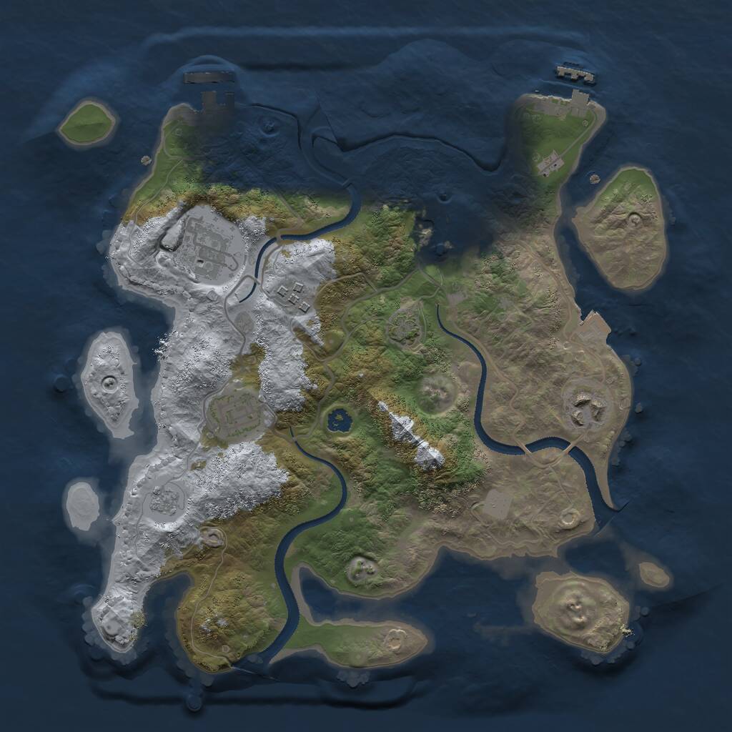 Rust Map: Procedural Map, Size: 3000, Seed: 46958007, 10 Monuments
