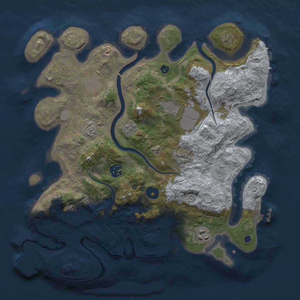 Rust Map: Procedural Map, Size: 3500, Seed: 285621718, 12 Monuments