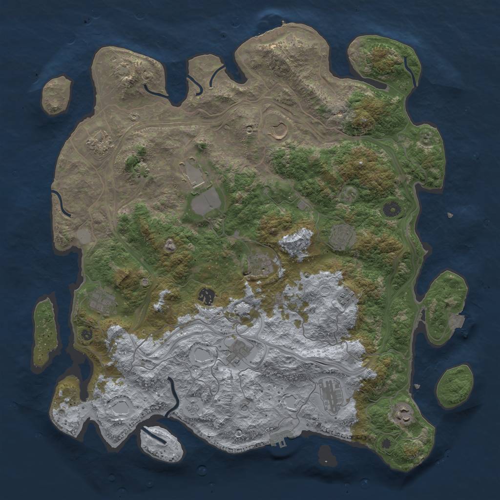 Rust Map: Procedural Map, Size: 4500, Seed: 45126671, 19 Monuments