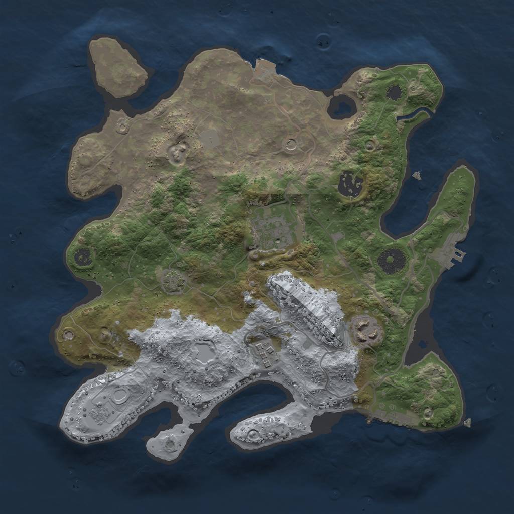 Rust Map: Procedural Map, Size: 3000, Seed: 399462655, 12 Monuments