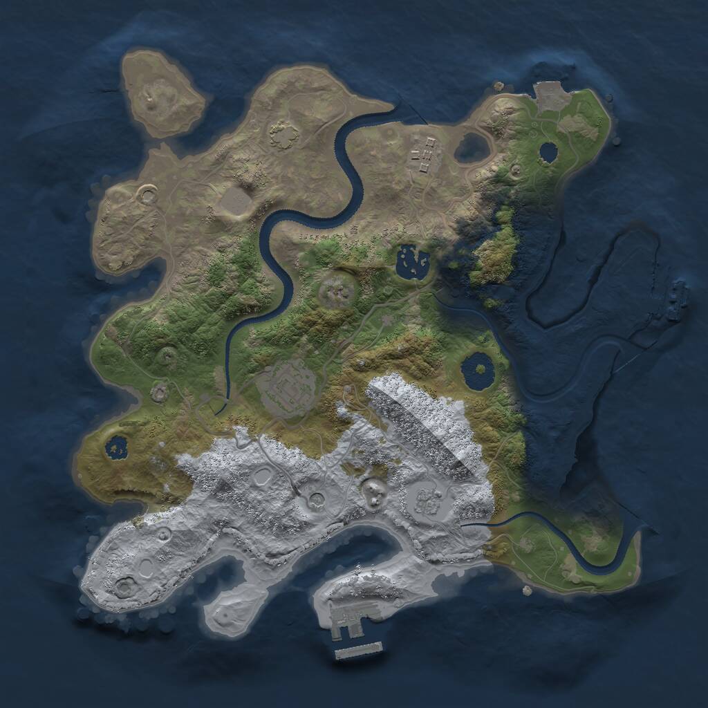 Rust Map: Procedural Map, Size: 3000, Seed: 399462655, 9 Monuments