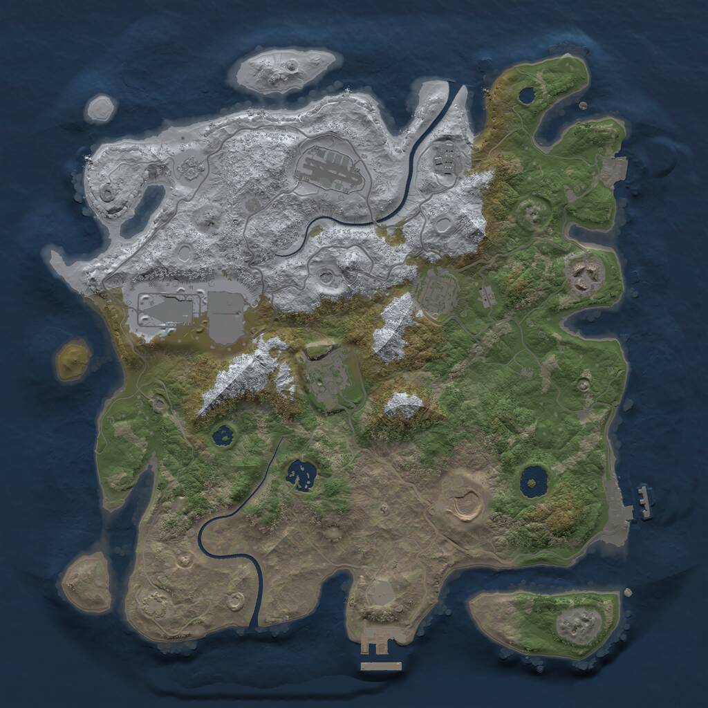 Rust Map: Procedural Map, Size: 3500, Seed: 1890666398, 14 Monuments