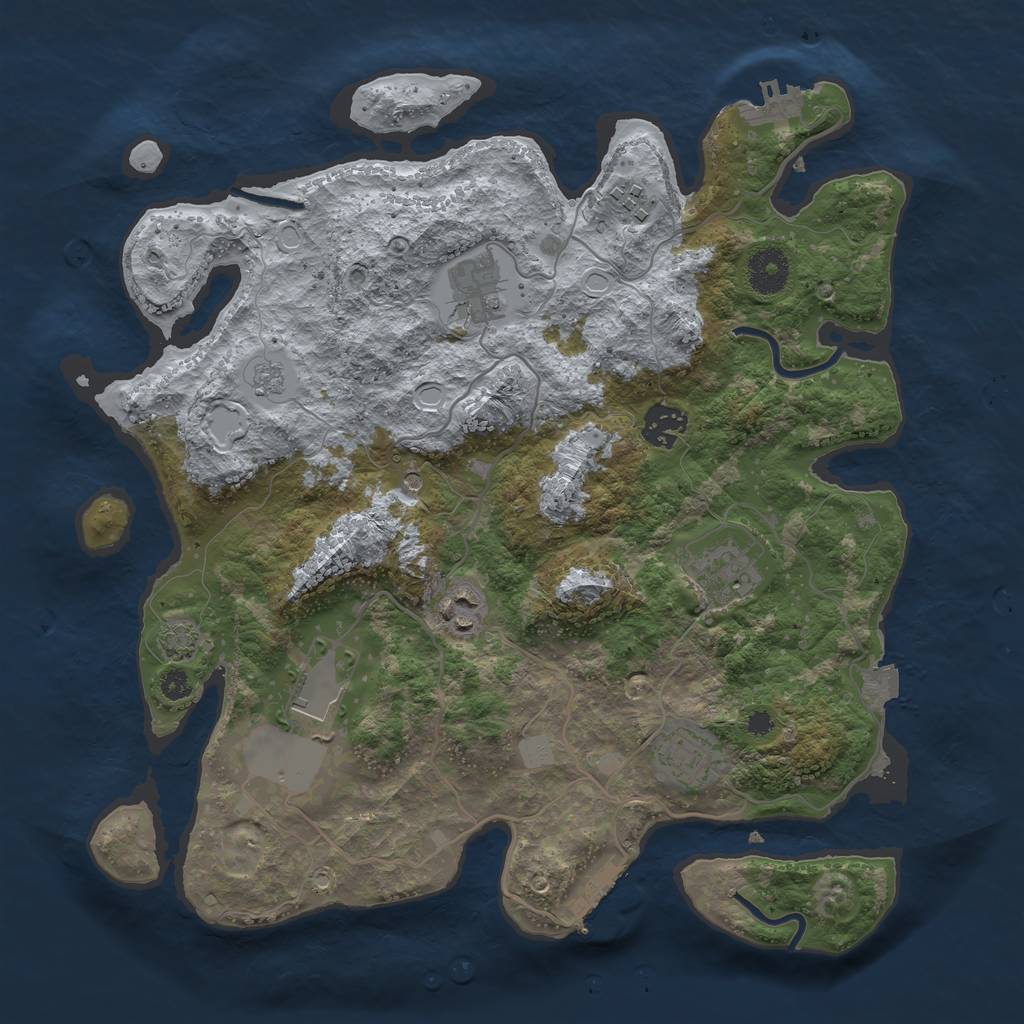 Rust Map: Procedural Map, Size: 3500, Seed: 1890666398, 15 Monuments