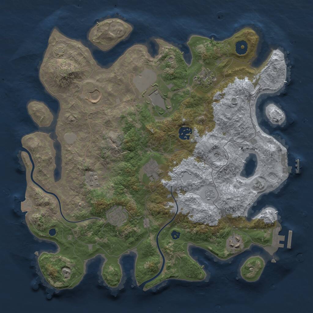 Rust Map: Procedural Map, Size: 3500, Seed: 574350447, 14 Monuments