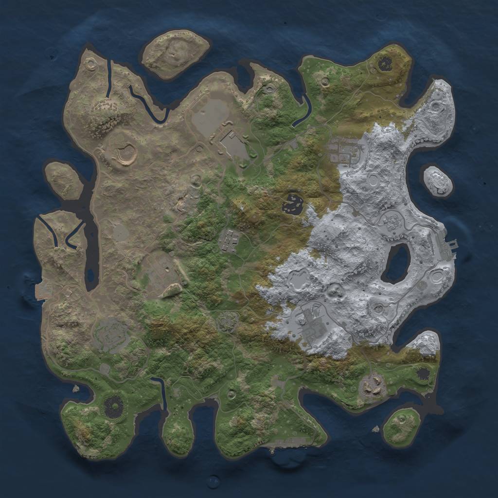 Rust Map: Procedural Map, Size: 3500, Seed: 574350447, 17 Monuments