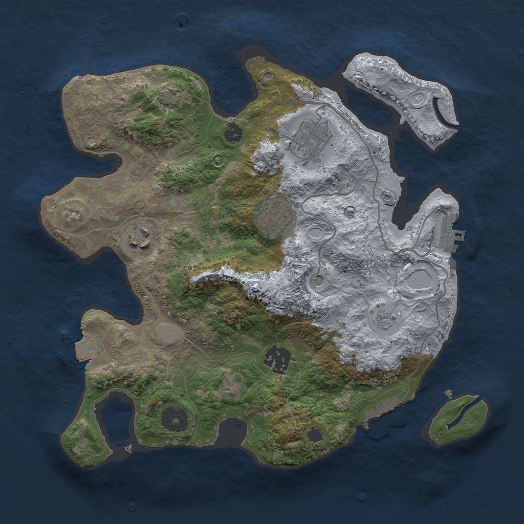 Rust Map: Procedural Map, Size: 3000, Seed: 679881724, 12 Monuments