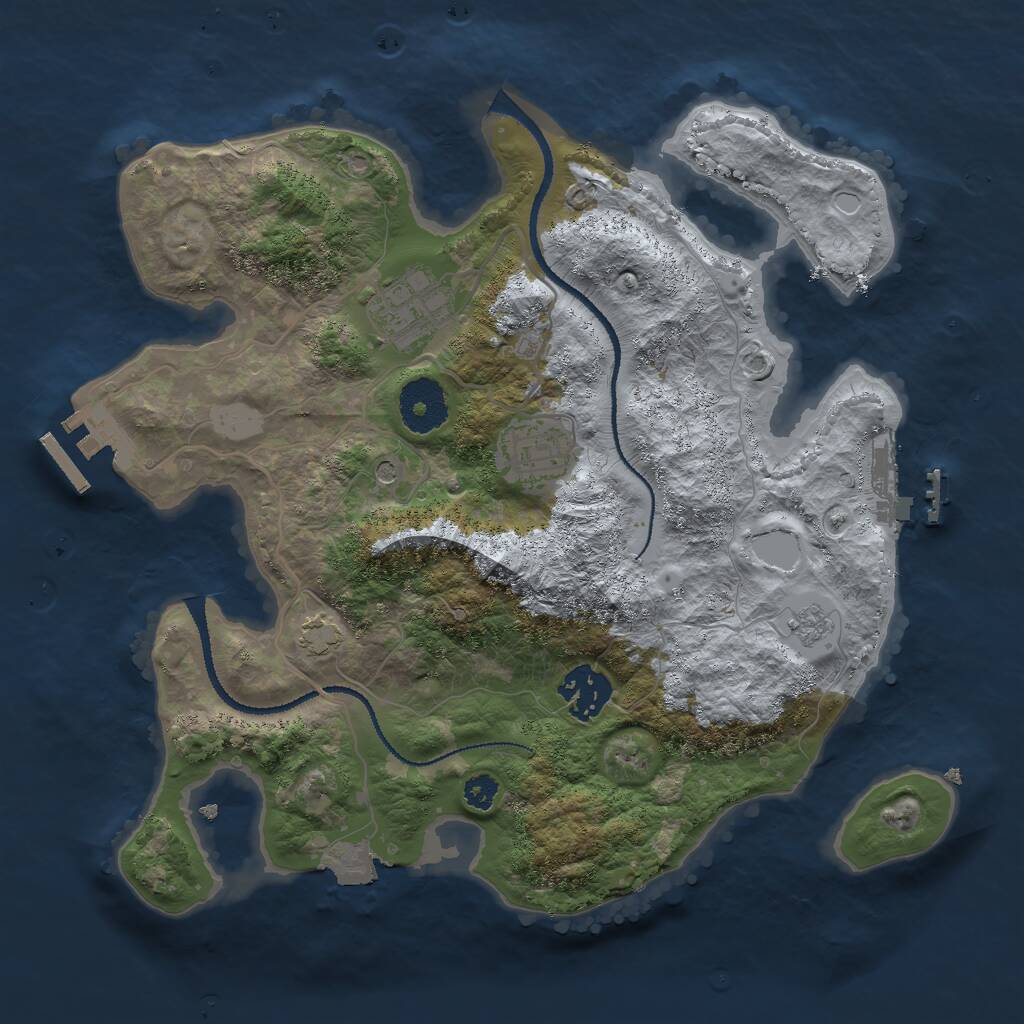 Rust Map: Procedural Map, Size: 3000, Seed: 679881724, 9 Monuments