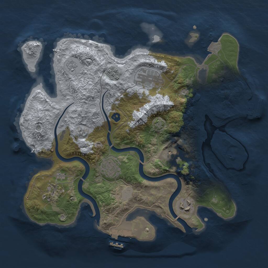 Rust Map: Procedural Map, Size: 3000, Seed: 581448199, 12 Monuments