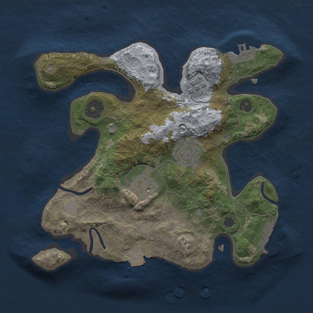 Rust Map: Procedural Map, Size: 2500, Seed: 2657, 8 Monuments