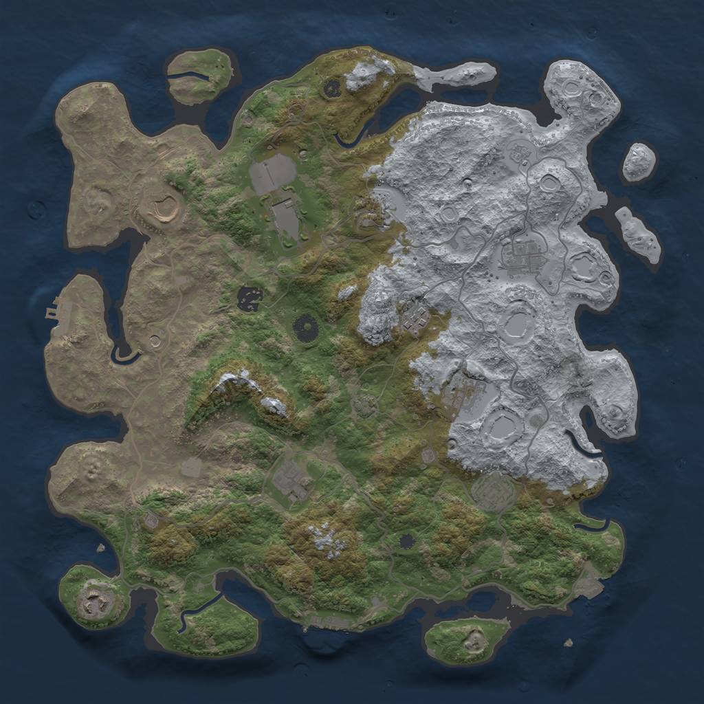 Rust Map: Procedural Map, Size: 4000, Seed: 538269, 18 Monuments