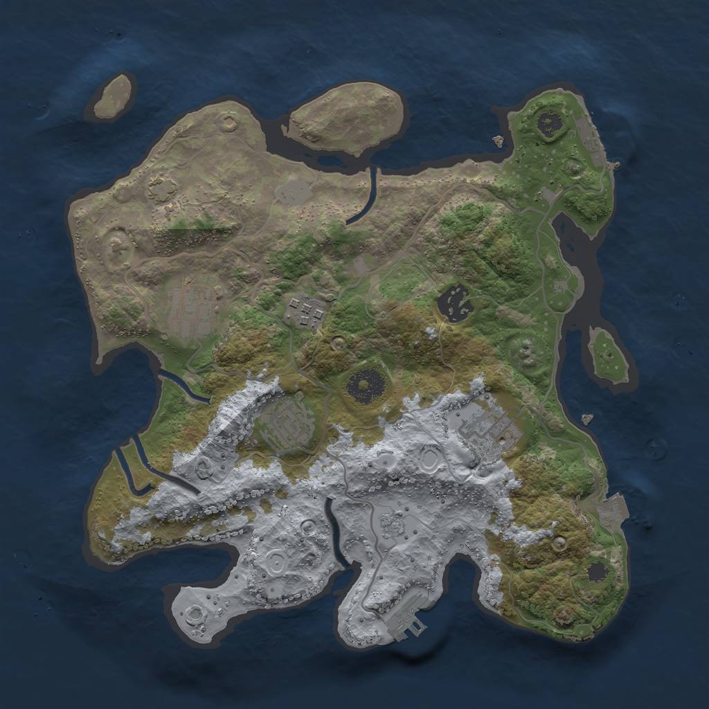 Rust Map: Procedural Map, Size: 3000, Seed: 14964, 12 Monuments