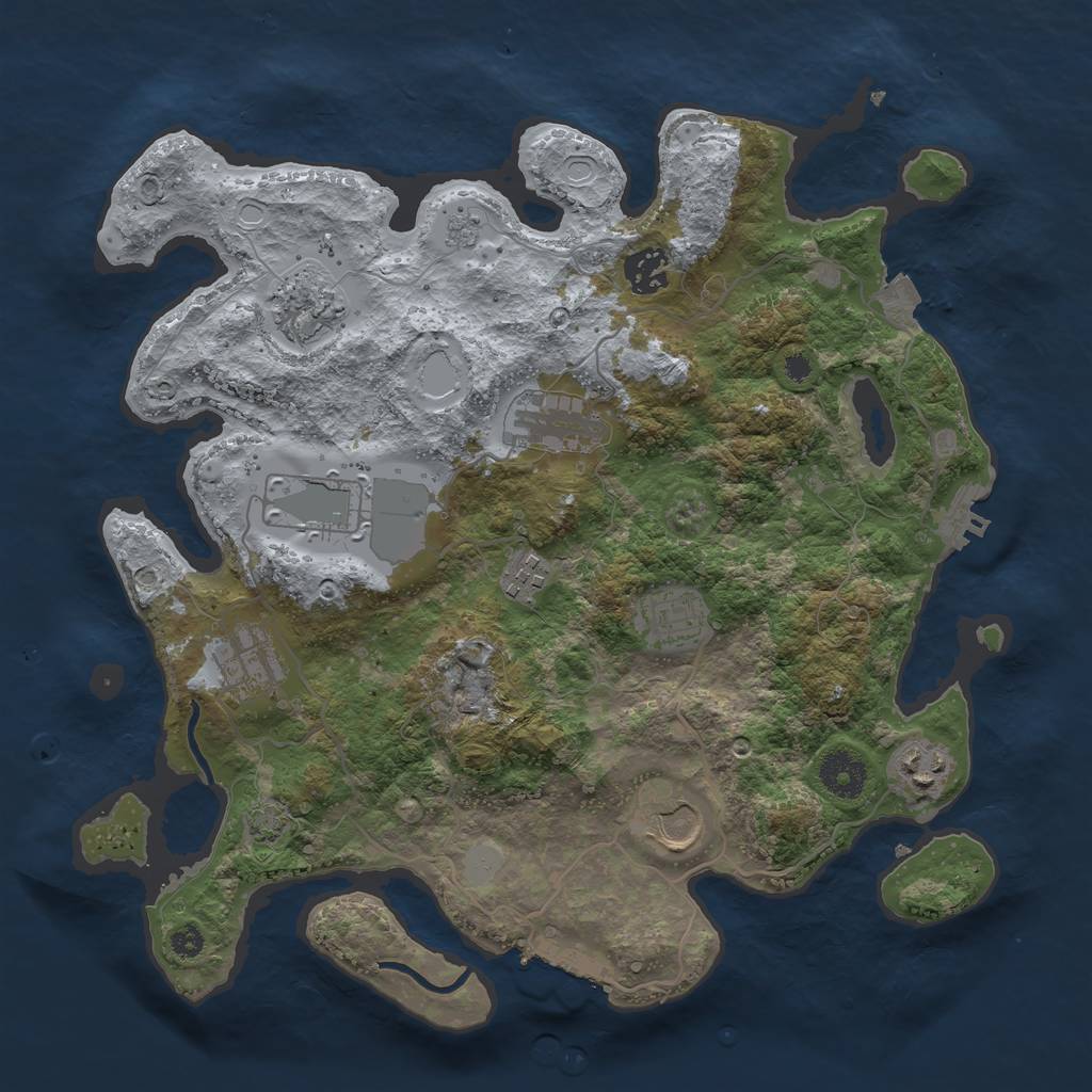 Rust Map: Procedural Map, Size: 3500, Seed: 376641576, 16 Monuments