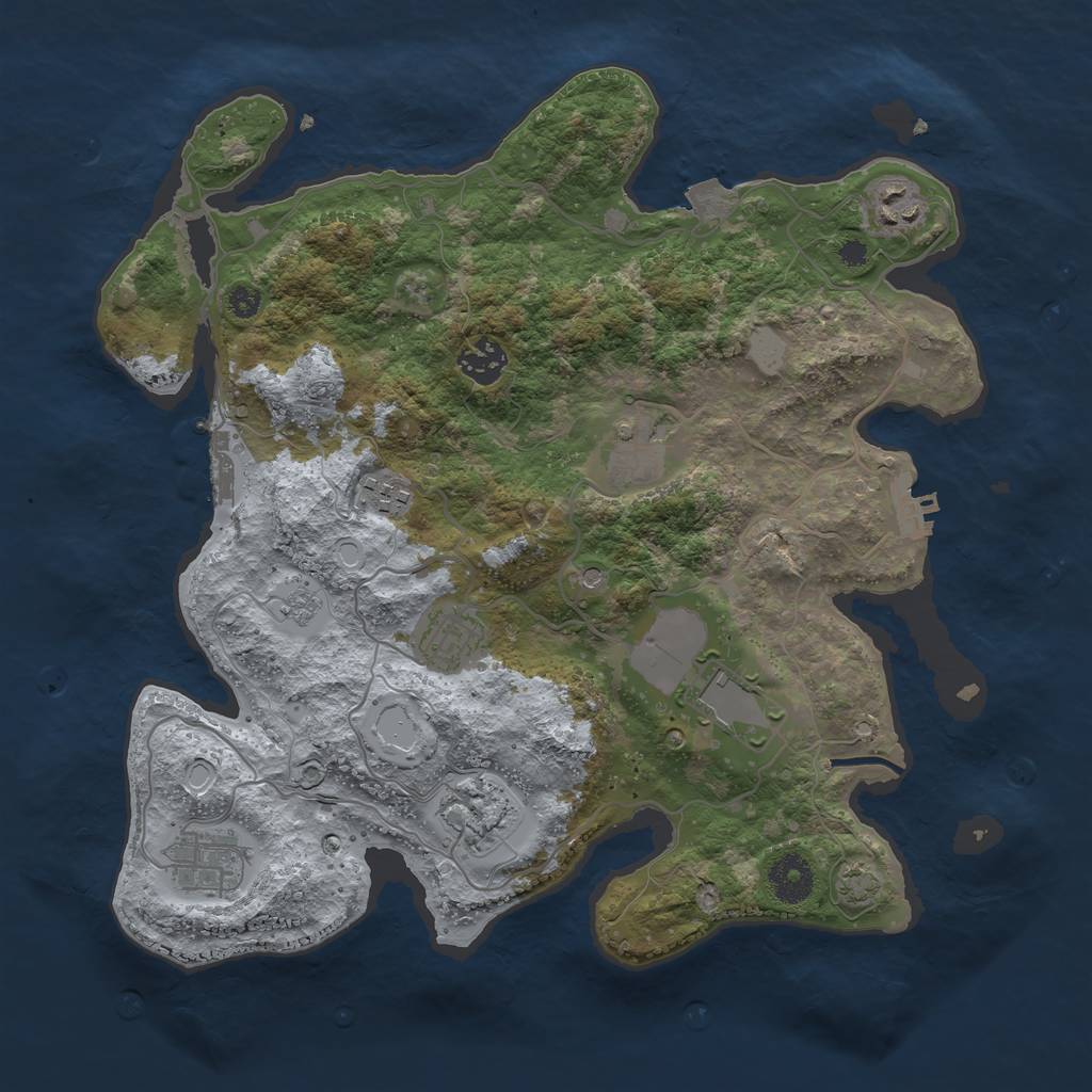 Rust Map: Procedural Map, Size: 3500, Seed: 323370, 16 Monuments