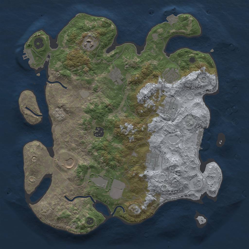 Rust Map: Procedural Map, Size: 3500, Seed: 34219527, 17 Monuments