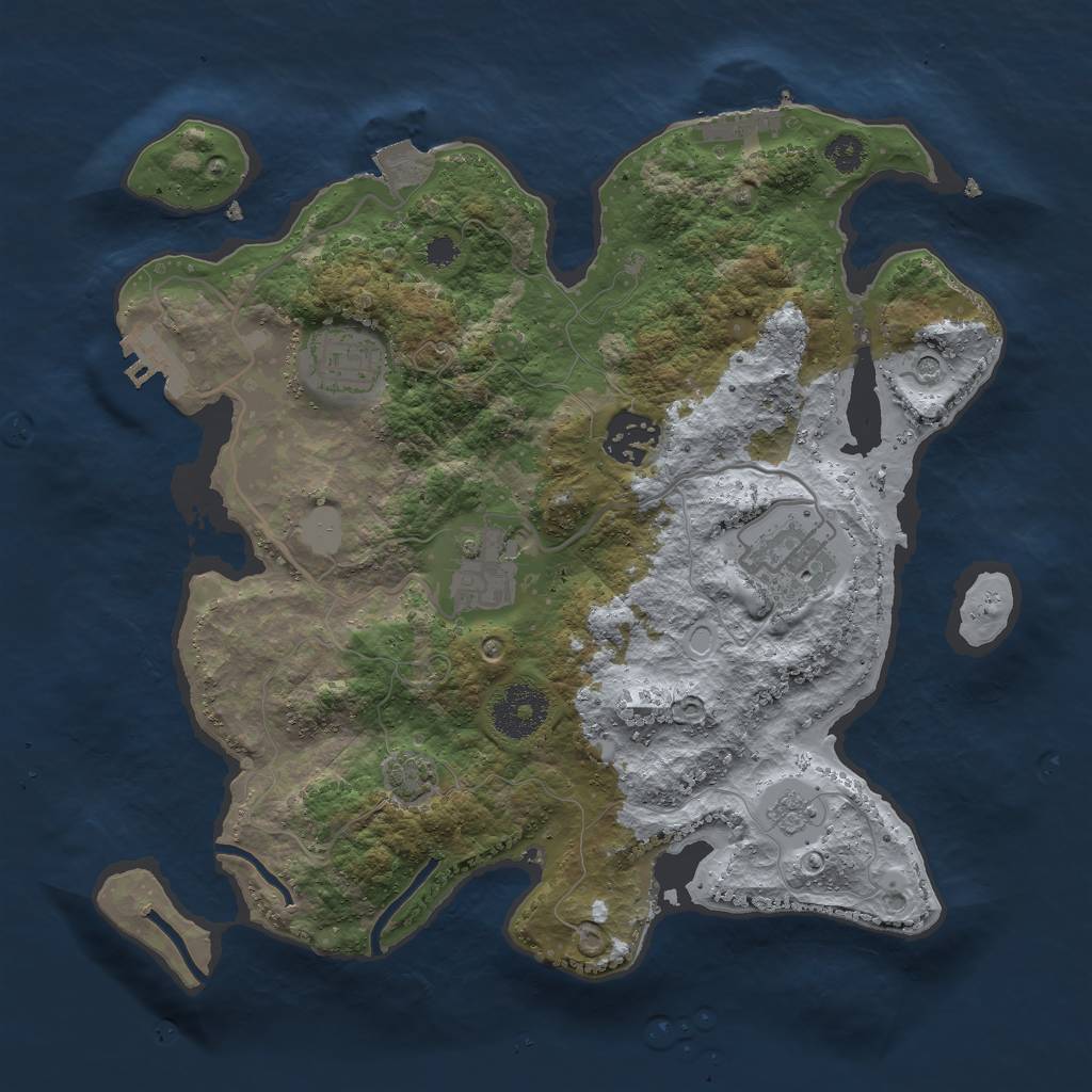 Rust Map: Procedural Map, Size: 3000, Seed: 216649294, 12 Monuments