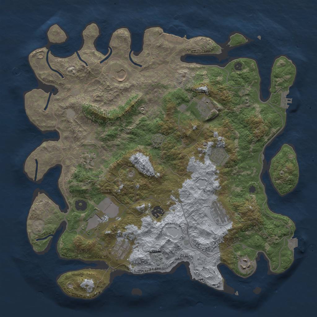 Rust Map: Procedural Map, Size: 4000, Seed: 1687237801, 18 Monuments