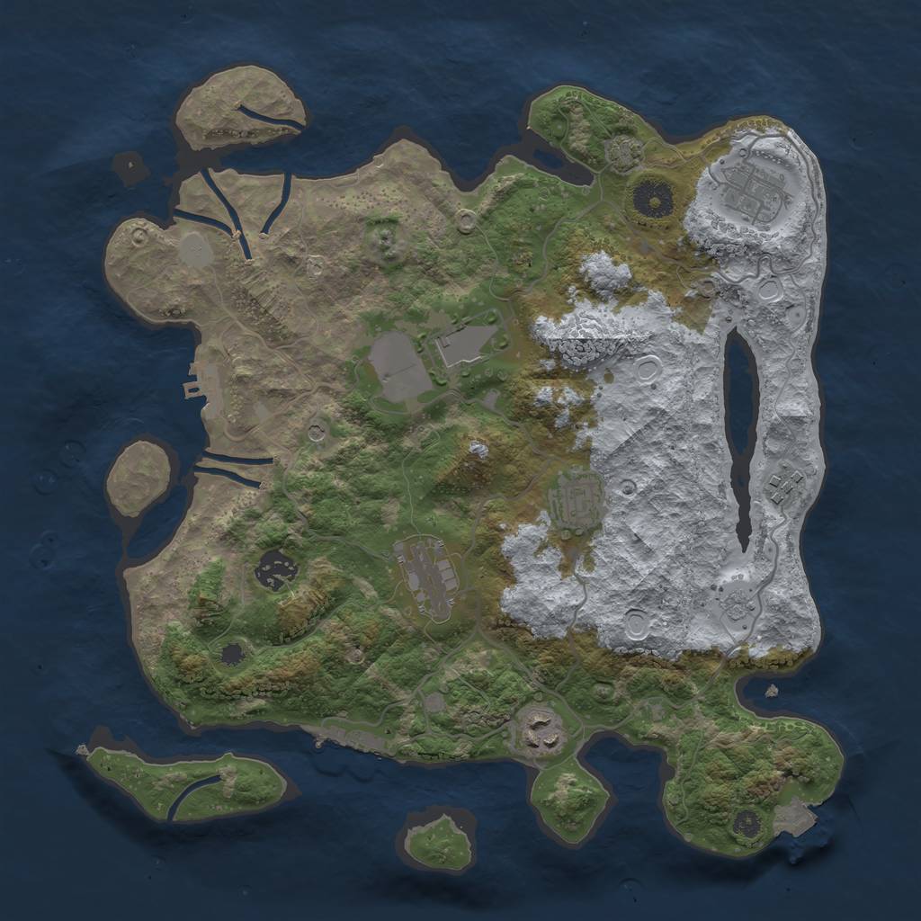 Rust Map: Procedural Map, Size: 3500, Seed: 1018420624, 15 Monuments