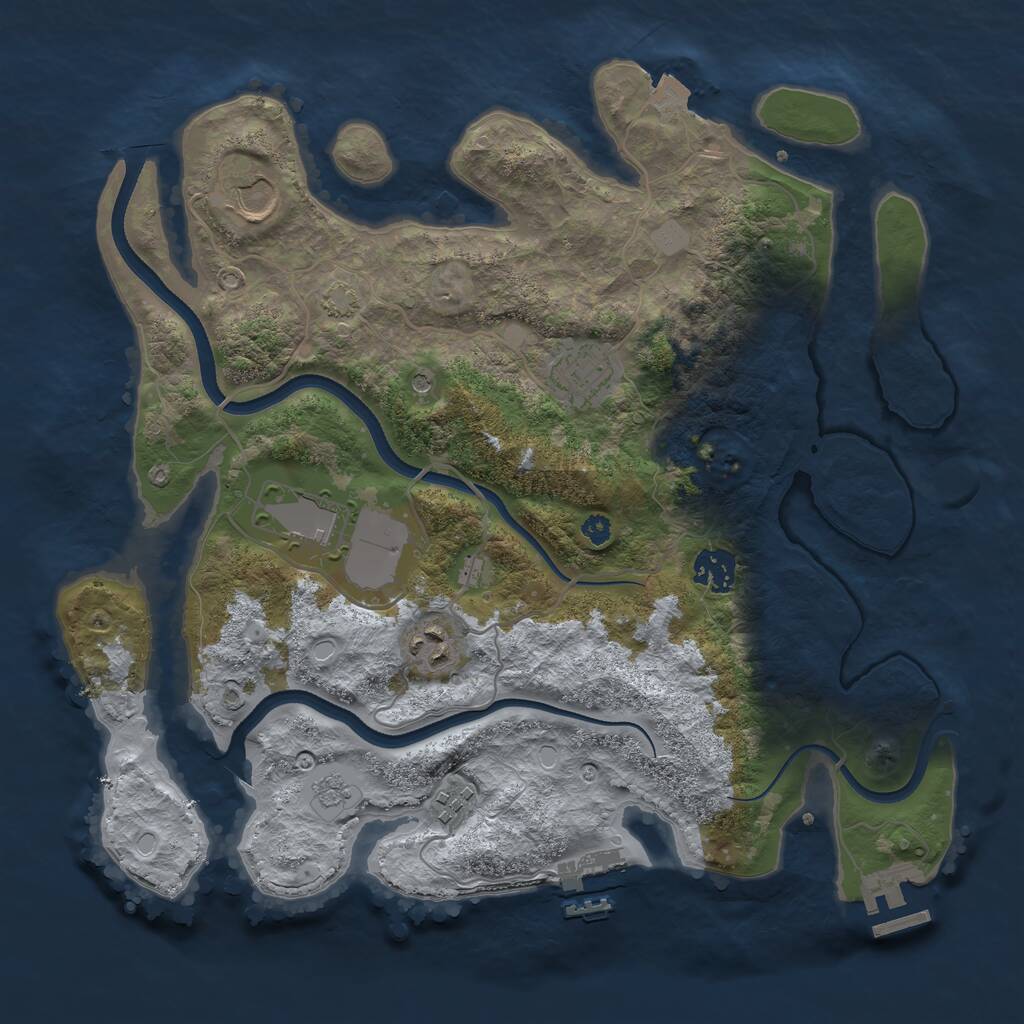 Rust Map: Procedural Map, Size: 3500, Seed: 1231221215, 12 Monuments
