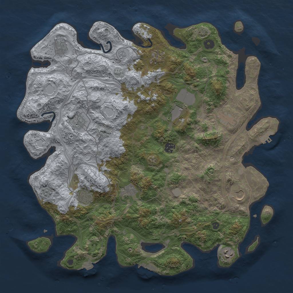 Rust Map: Procedural Map, Size: 4250, Seed: 1192061548, 19 Monuments