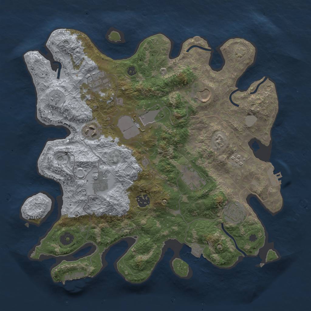 Rust Map: Procedural Map, Size: 3500, Seed: 715256196, 17 Monuments