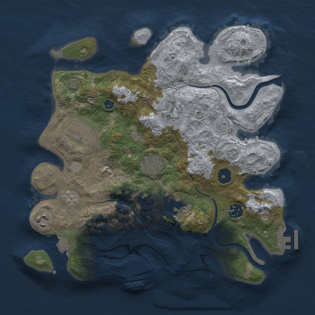 Rust Map: Procedural Map, Size: 3300, Seed: 1841324646, 13 Monuments