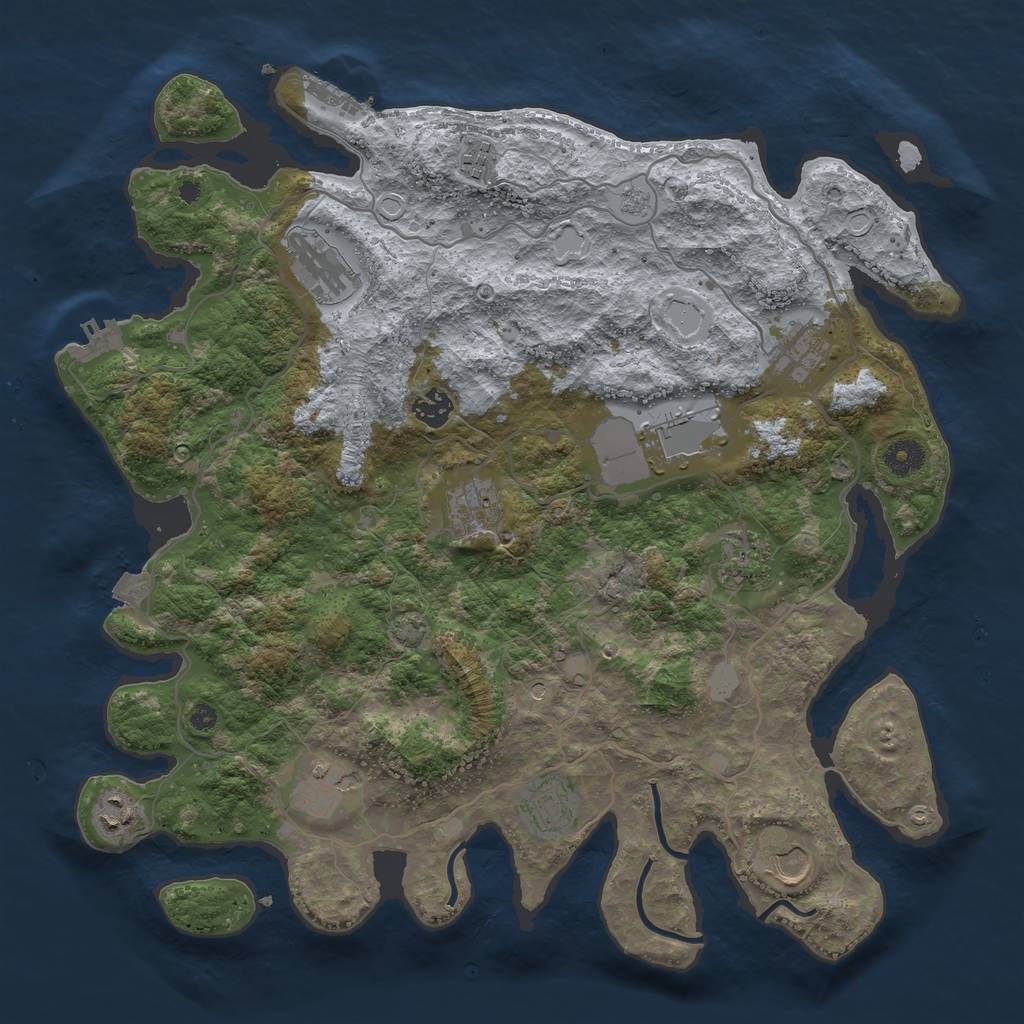 Rust Map: Procedural Map, Size: 4000, Seed: 1356700464, 19 Monuments