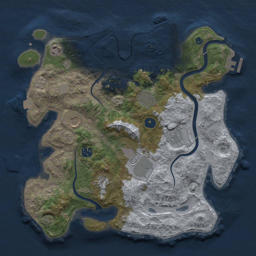 Rust Map: Procedural Map, Size: 3500, Seed: 228565686, 14 Monuments