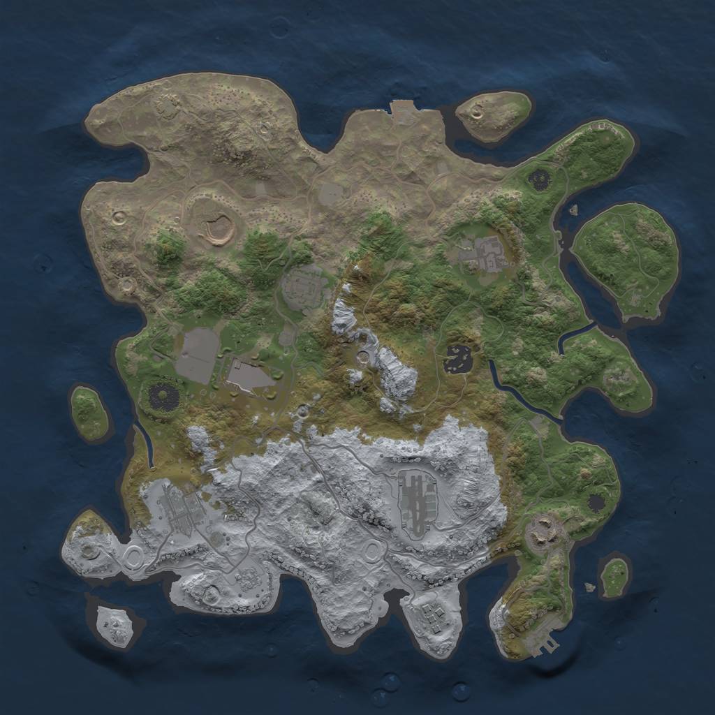 Rust Map: Procedural Map, Size: 3500, Seed: 465369, 16 Monuments